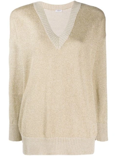 P.a.r.o.s.h Metallized V-neck Jumper In Gold