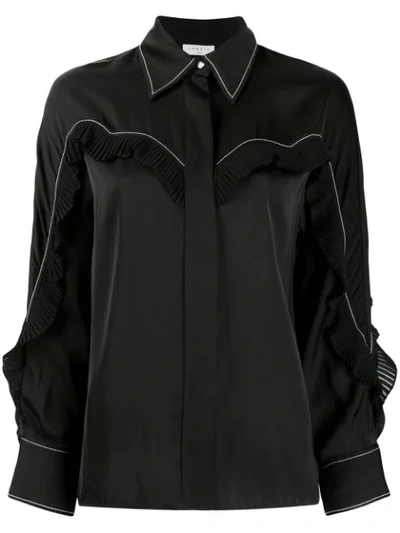 Sandro Pleated-trim Shirt In Black