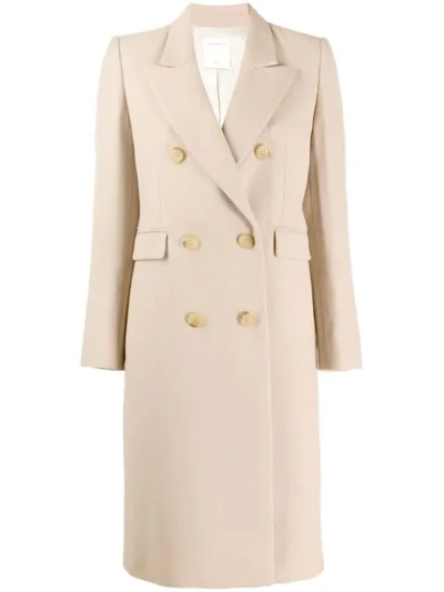 Sandro Double Breasted Coat In Neutrals