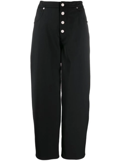 Mm6 Maison Margiela Wide Leg Techno Wool Trousers In Black