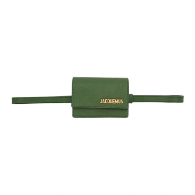 Jacquemus Le Bello Textured-leather Belt Bag In Dark Green