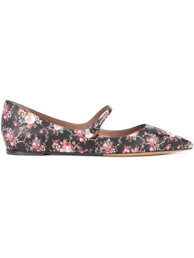 Tabitha Simmons Woman Hermione Floral-print Leather Point-toe Flats Black