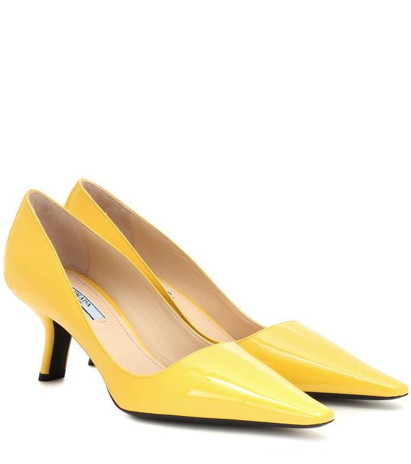 yellow leather pumps