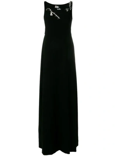 Boutique Moschino Black Crystal-embellished Gown