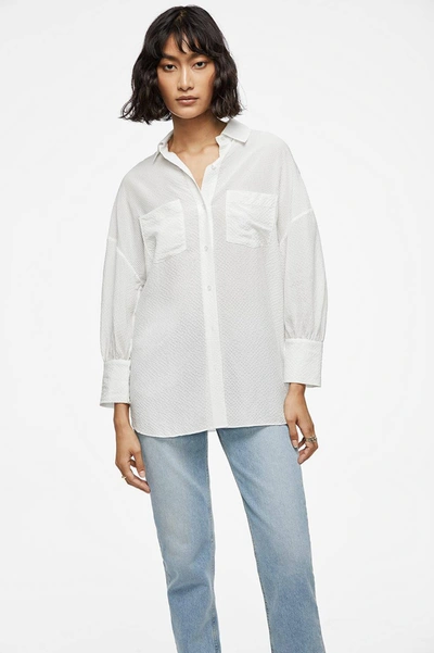Anine Bing Monica Textured Shirt In White