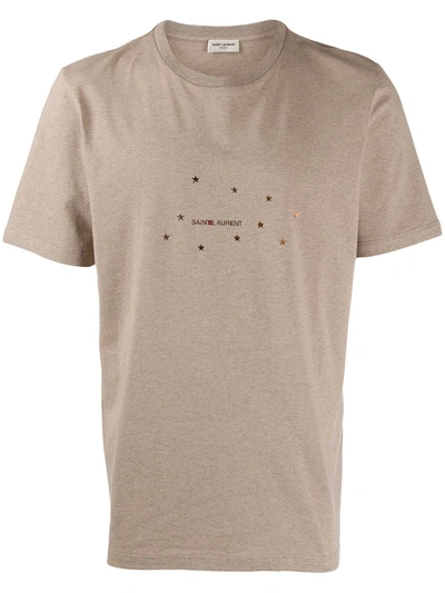 Saint Laurent Star Logo Print T-shirt In Off-white