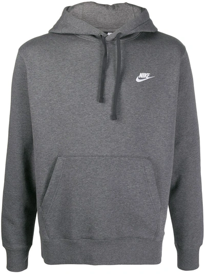 Nike Logo Jersey Pullover Hoodie In Grey