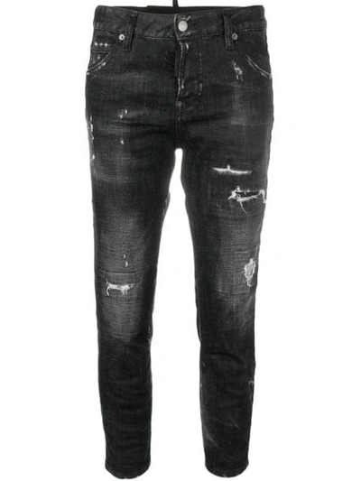 Dsquared2 Ripped Faded Jeans In Black
