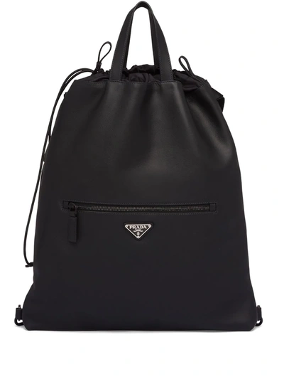 Prada Drawstring Backpack In Black