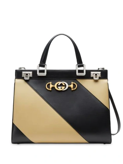 Gucci Zumi Diagonal Stripe Top Handle Bag In Black