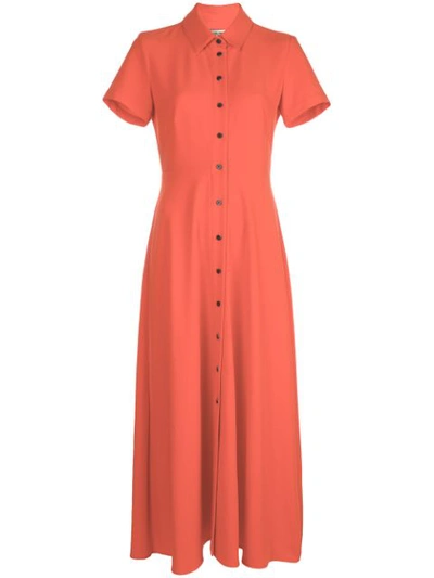 Rachel Comey Axil Short-sleeve Button-front Maxi Shirtdress In Electric Red