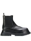Burberry Guideport Leather Gored Wing-tip Booties In Black