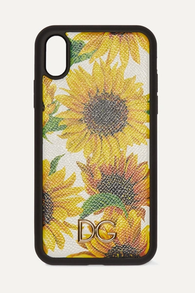 Dolce & Gabbana Floral-print Textured-leather Iphone Xr Case In Yellow