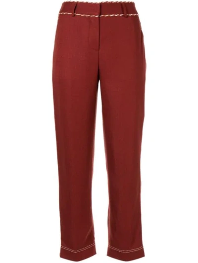 Peter Pilotto Braid-trimmed Woven Straight-leg Pants In Red