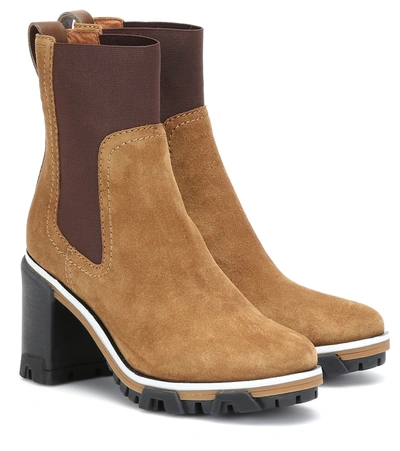 Rag & Bone Shiloh High Leather-trimmed Suede Ankle Boots In Brown