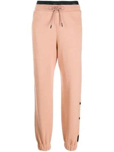Victoria Beckham Embroidered Cotton-jersey Track Pants In Neutrals