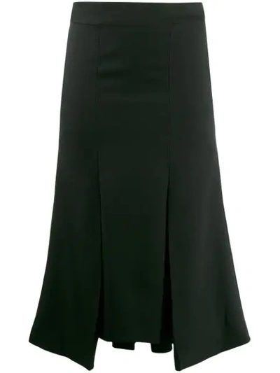 Alexander Mcqueen Flared Midi Skirt In Black