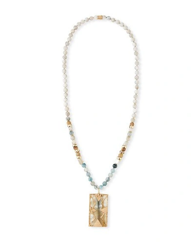 Akola Bone & Horn Long Pendant Necklace In Blue