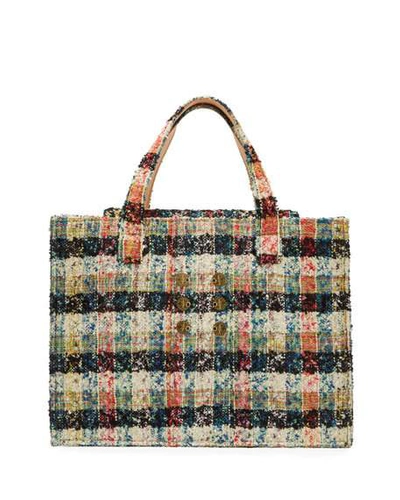 Kooreloo Tweed Book Tote Bag In White/green