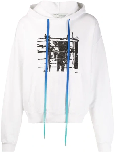Off-white Men's Scaffolding Over Graphic Hoodie Sweatshirt In White Blac