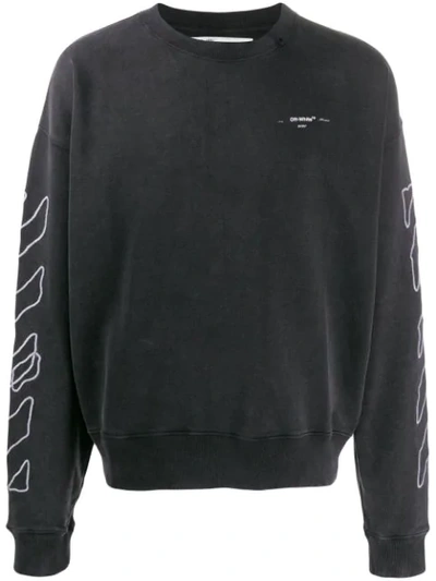 Off-white Men's Abstract Arrows Faded Crewneck Sweatshirt In Black