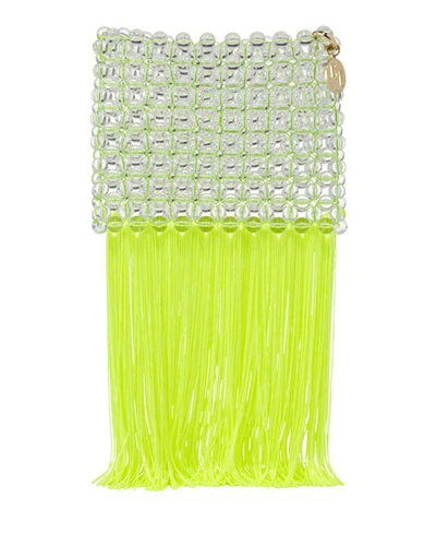 Rosantica Groove Transparent Beaded Clutch Bag, Bright Yellow