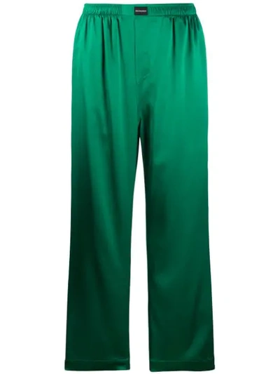 Balenciaga Straight-leg Satin Trousers In Emerald Multi