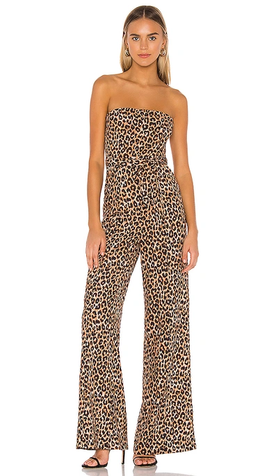 Likely Emile Leopard Strapless Flare Jumpsuit