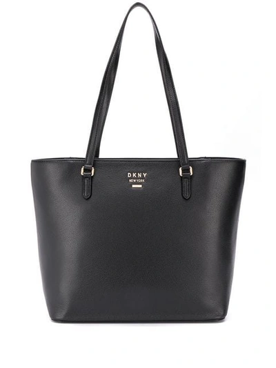 Dkny Whitney Leather Large Tote In Black