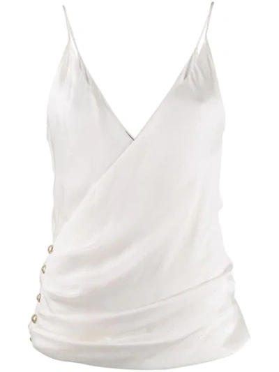Balmain Wrap-effect Silk Camisole Top In White