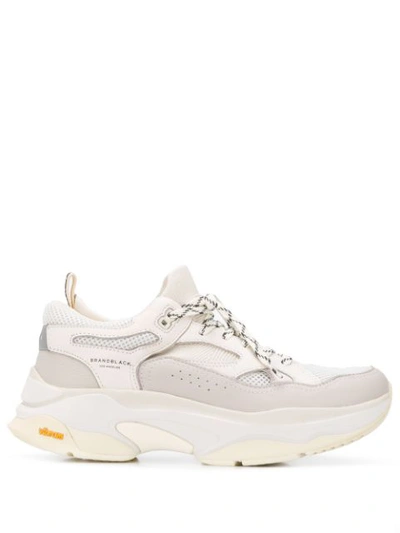 Brandblack Saga Vibram Sole Leather And Mesh Trainers In White