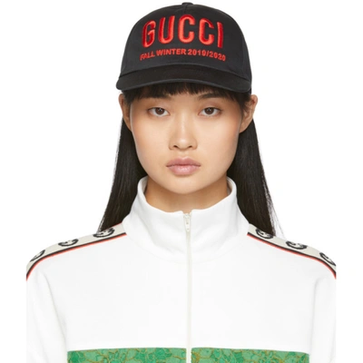 Gucci Cotton Logo Embroidered Baseball Cap In 1074 Blk/re | ModeSens