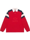 Gucci Long-sleeved Cotton Polo Shirt In Red