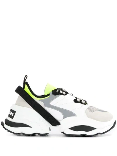 Dsquared2 The Giant K2 Grey White Fluo Yellow Sneaker In Multicolour