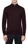 Reiss Blackhall Funnel Quarter-zip Sweater In Bordeaux