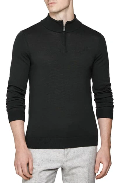 Reiss Blackhall Funnel Quarter-zip Jumper In Forest Green