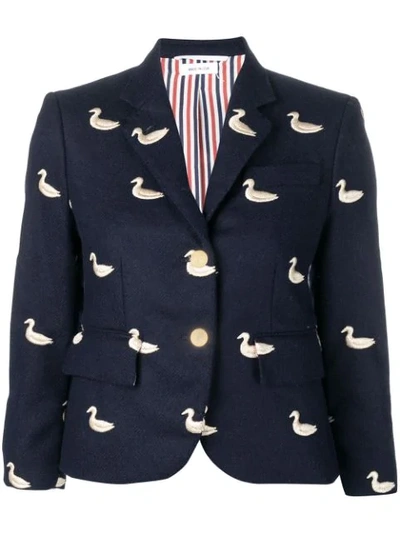 Thom Browne Gold Duck Embroidered Sport Coat In Blue