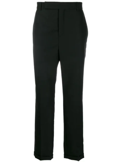 Saint Laurent Roll-up Hem Tailored Trousers In Black