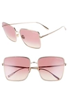 Tom Ford Heather Polarized 60mm Square Sunglasses In Rose Gold/ Gradient Bordeaux
