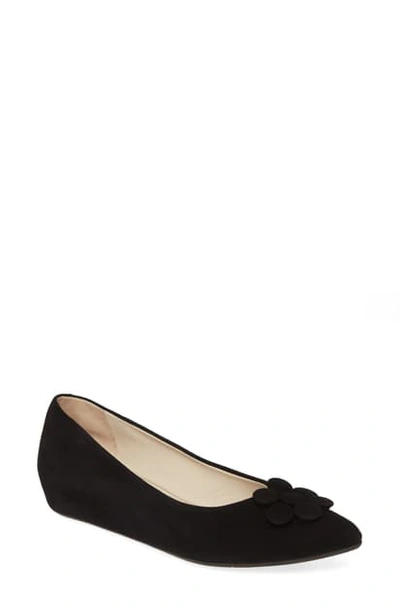 Amalfi By Rangoni Aladino Flower Pointed Toe Flat In Black Suede