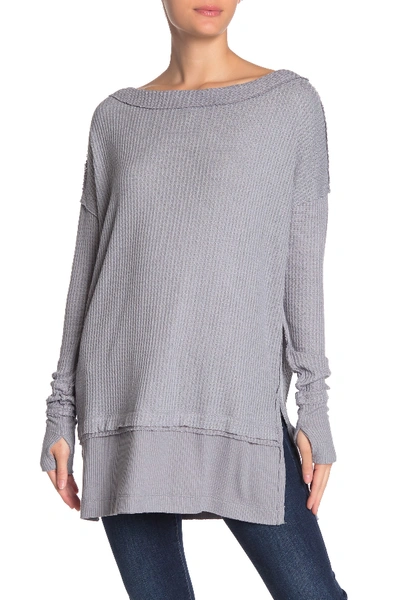 Free People North Shore Thermal Knit Tunic Top In Grey