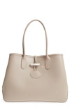 Longchamp Roseau Leather Shoulder Tote - Burgundy In Clay