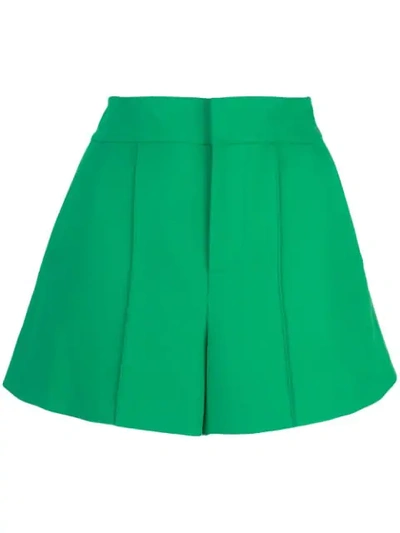 Alice And Olivia Dylan High Waist Clean Fit Pintuck Shorts In Green