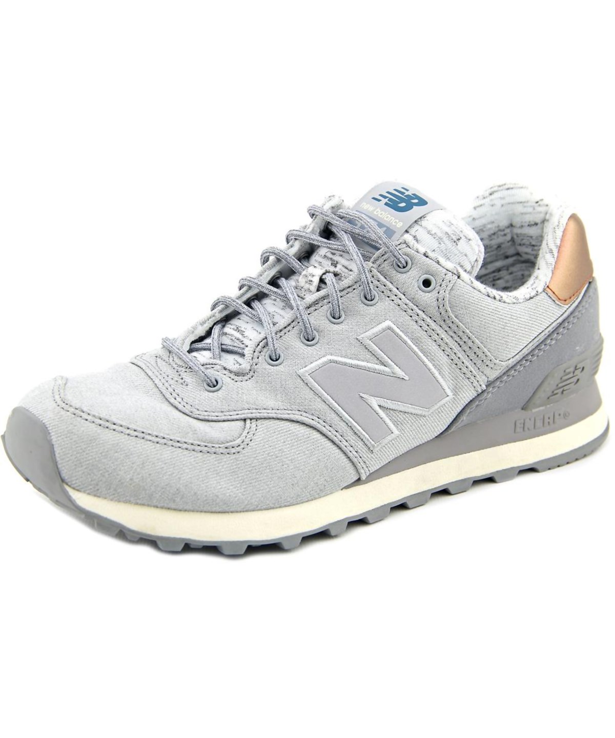 New Balance Wl574 Round Toe Canvas Sneakers' In Silver | ModeSens