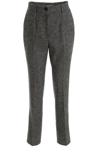 Dolce & Gabbana Tweed Trousers In Grey,black