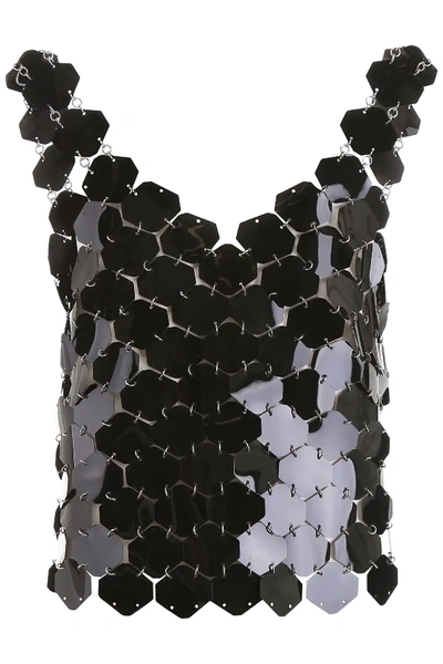 Paco Rabanne Top With Maxi Sequins In Black