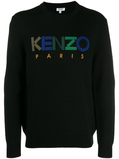 Kenzo Logo Embroidered Jumper In Black
