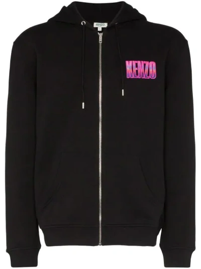 Kenzo Mountain Embroidered Hoodie In Black