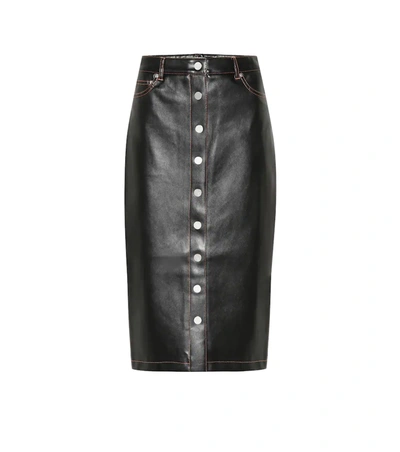 Proenza Schouler Faux Leather Button Front Midi Skirt In Black