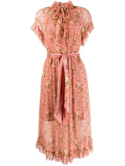 Zimmermann Ruffled Floral Day Dress In Pink